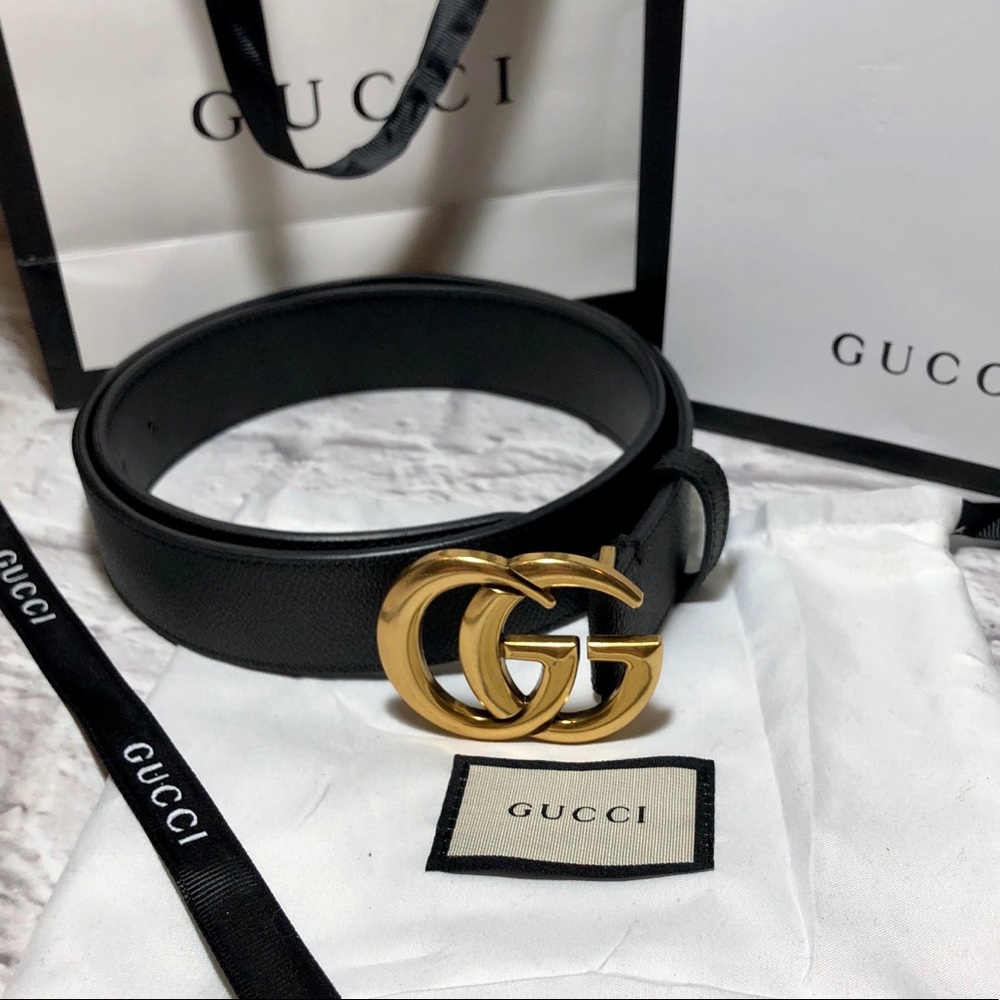 Authentic Gucci Marmot GG Gold/Brass Belt 90 / 36